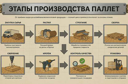 От бревна до готового изделия: полный технологический цикл производства деревянных поддонов